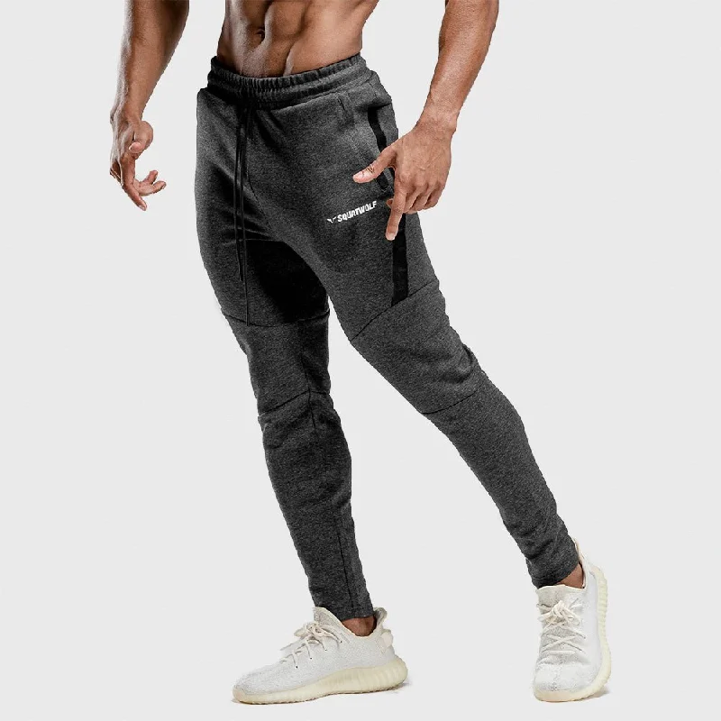 Warrior Jogger Pants - Melange Grey with Black Panel