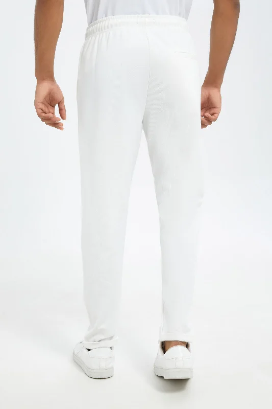 Men White Pull-On Trousers