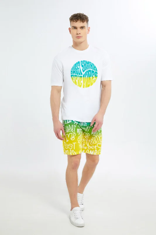 Men Yellow Printed Lounge Shorts